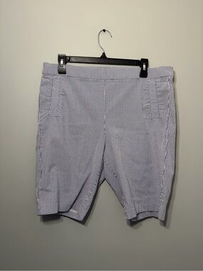 Elle Navy and White Pinstripe Seersucker Women’s Shorts